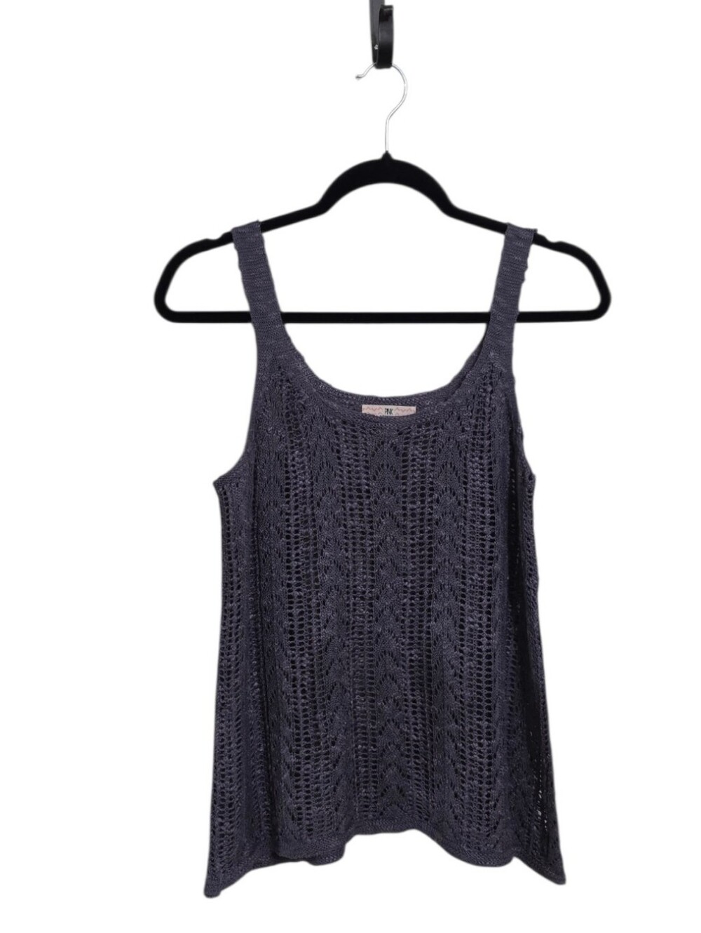 Pink Republic Gray Open Knit Tank Top M Boho Beachy Earthy Granola